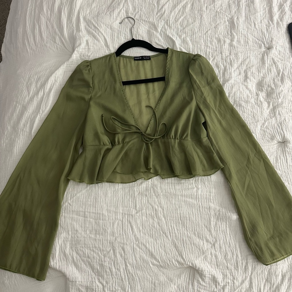 Open green tunic top
